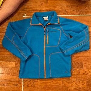 Bright blue fleece zip up jacket